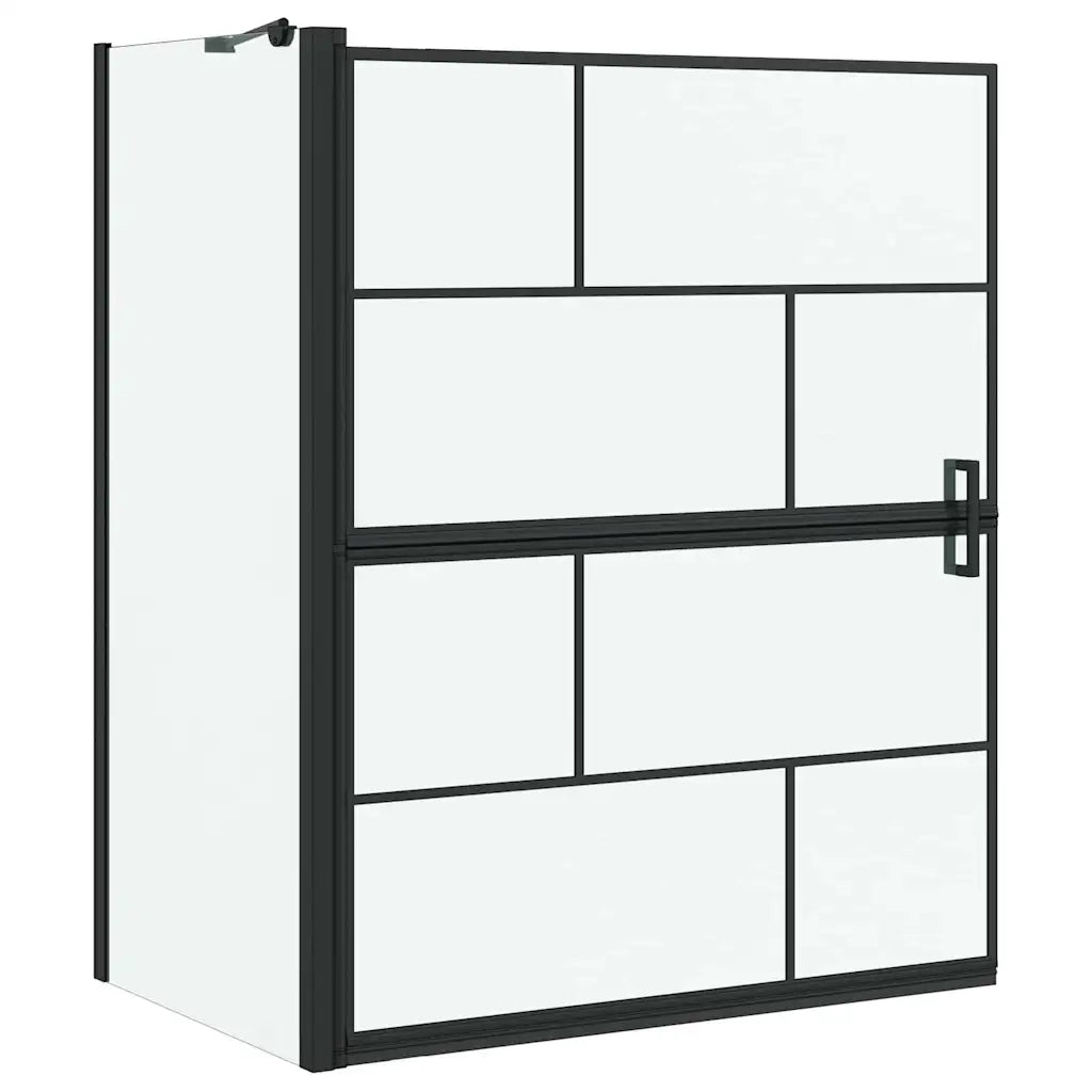 Schermo per Bagno e Doccia Nero e trasparente 116 x 68 x 128 cm