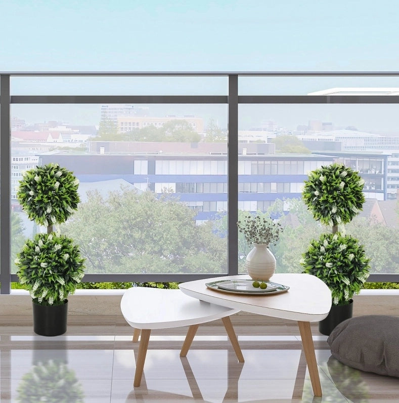 Set di 2 piante artificiali ULEVR di lavanda bianche 70 cm in vaso, per interni ed esterni