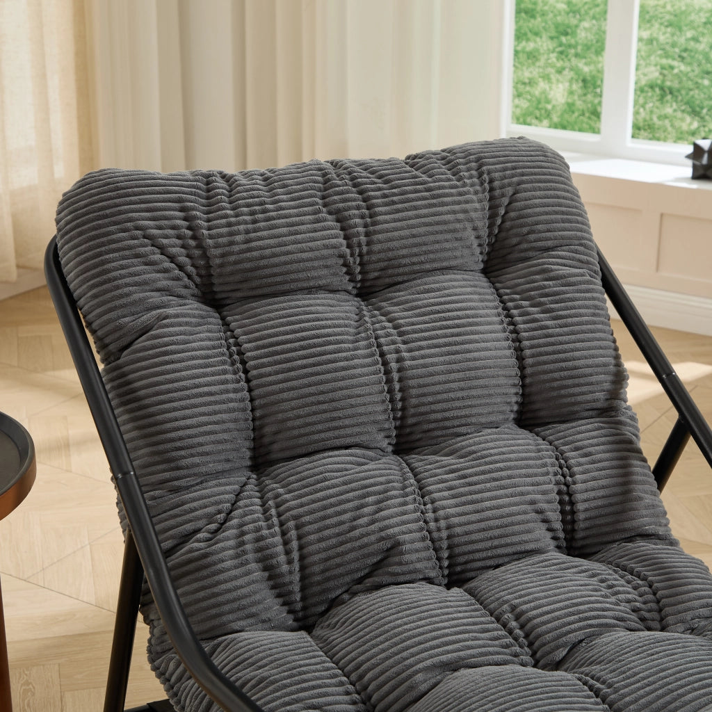 Poltrona a dondolo da esterno in acciaio con cuscino grigio 75x116x82 cm