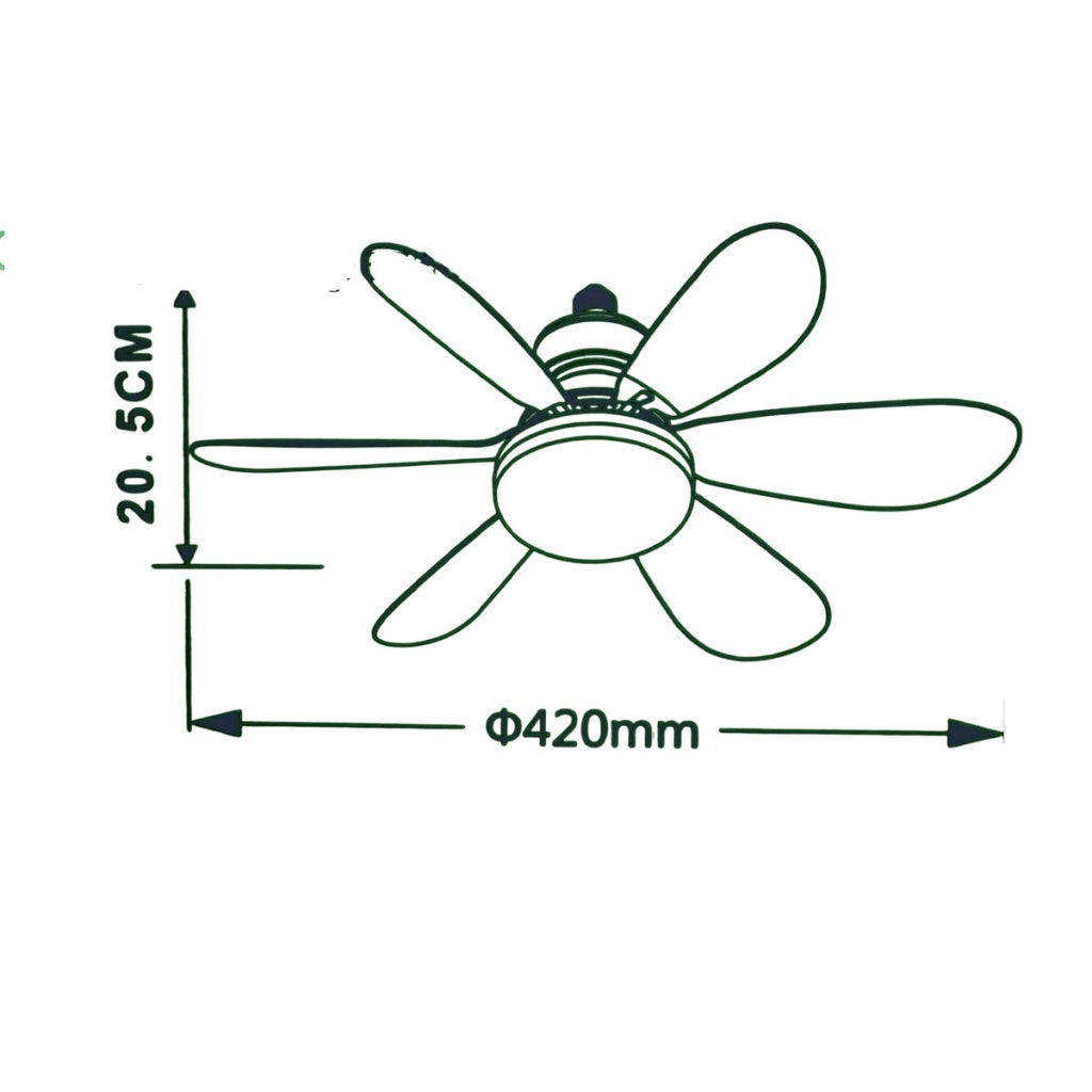 LAMPADA VENTILATORE PLAFONIERA LED SOFFITTO E27 DIMMERABILE 6 PALE TELECOMANDO