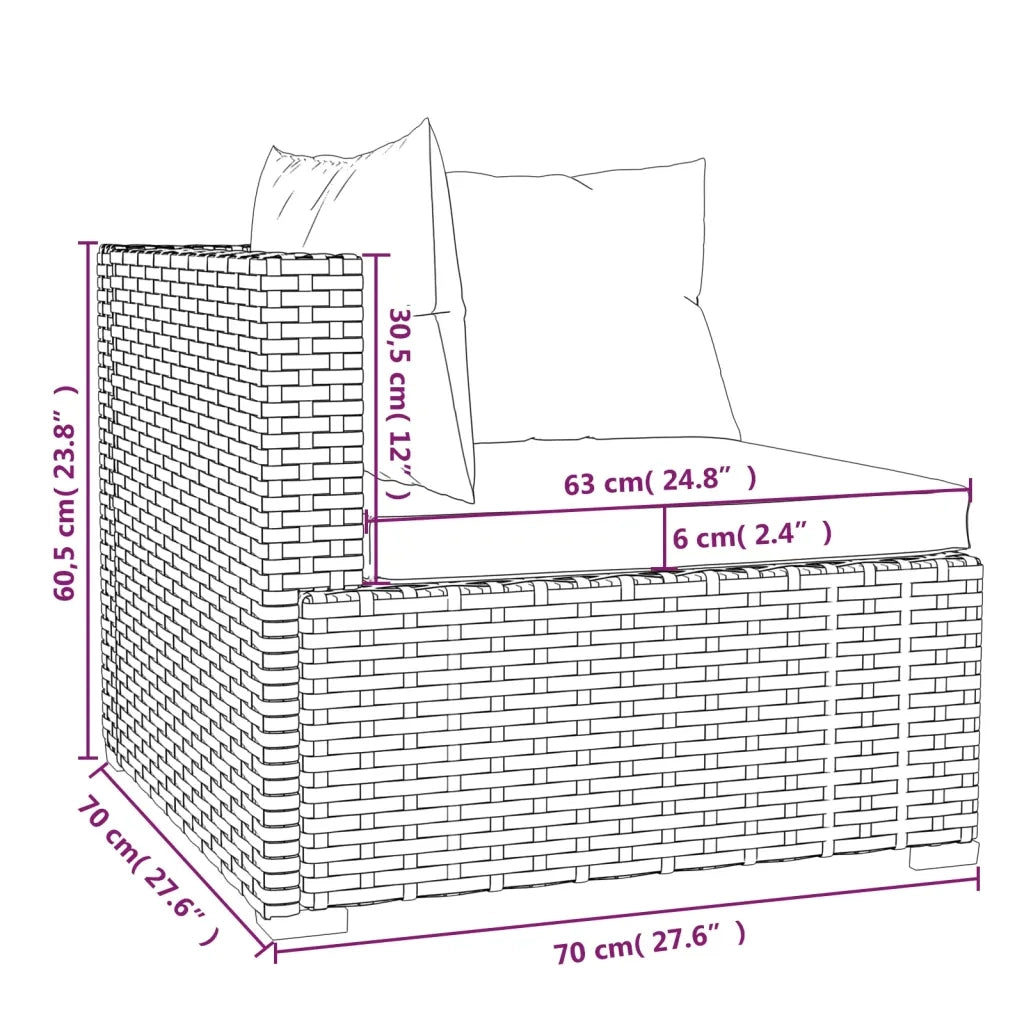 Set Divani da Giardino 7 pz con Cuscini in Polyrattan Marrone 3101827