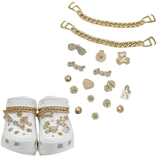 Set di 17 Accessori per Scarpe con Cristalli per la Decorazione dei Calzati