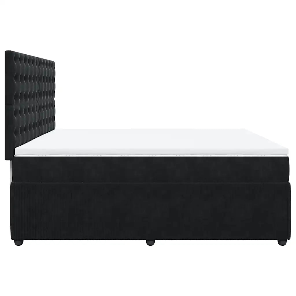 Giroletto a Molle con Materasso Nero 200x200 cm in Velluto