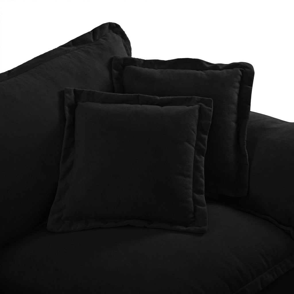 Divano modulare 263x82x90 cm con braccioli removibili in ciniglia nero