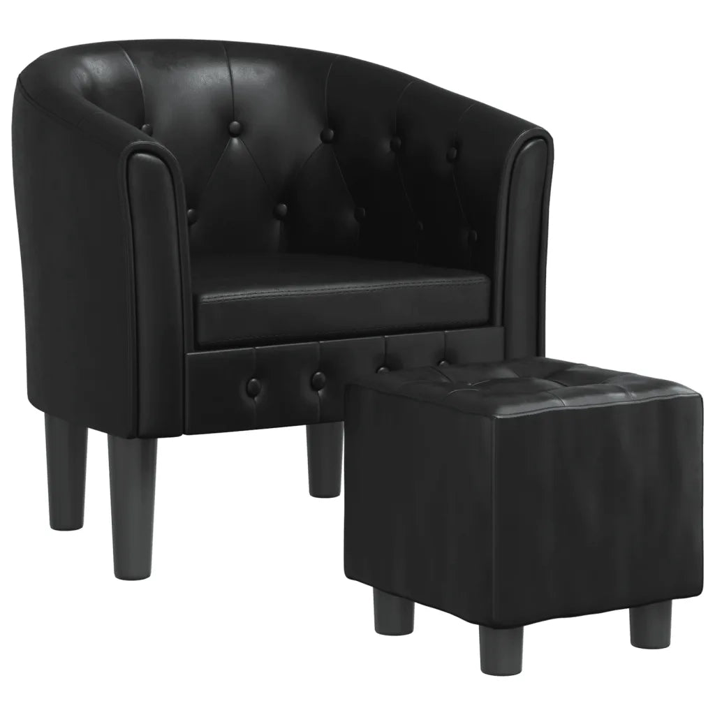 Poltrona Cabriolet e Poggiapiedi Nera Similpelle 356463