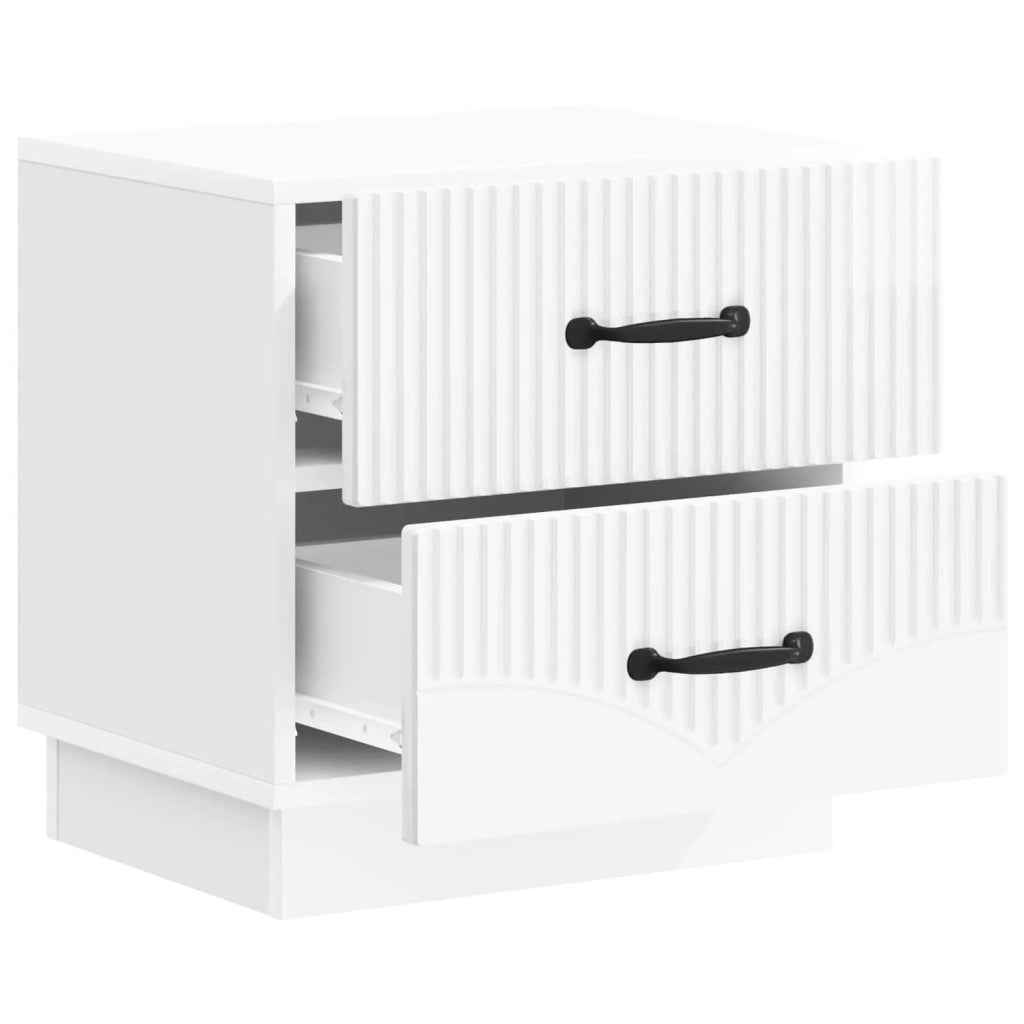 Set di 2 Comodini | Armadio da Notte | Mobiletto da notte Bianco Lucido 43 x 34,5 x 44,5 cm