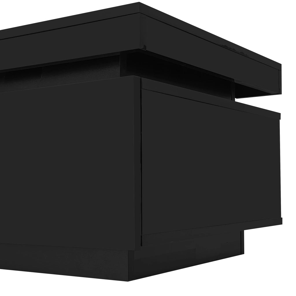 Tavolino da salotto con LED e cassetto in pannello di particelle nero lucido portata 50 kg 100 × 50 × 40.3 cm