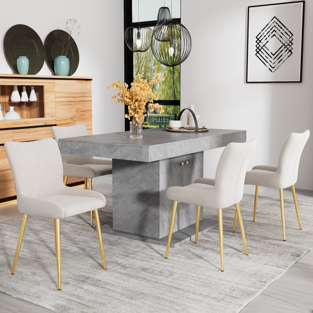 SEDIA da pranzo in velluto, Set da 2 pezzi, Beige e Oro