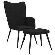 Poltrona | Sedia Relax con Sgabello Nero in Tessuto