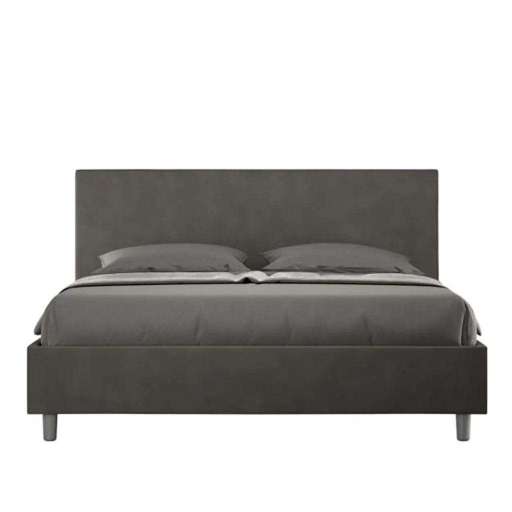 Letto matrimoniale con rete imbottito 160x210 microfibra grigio Adele