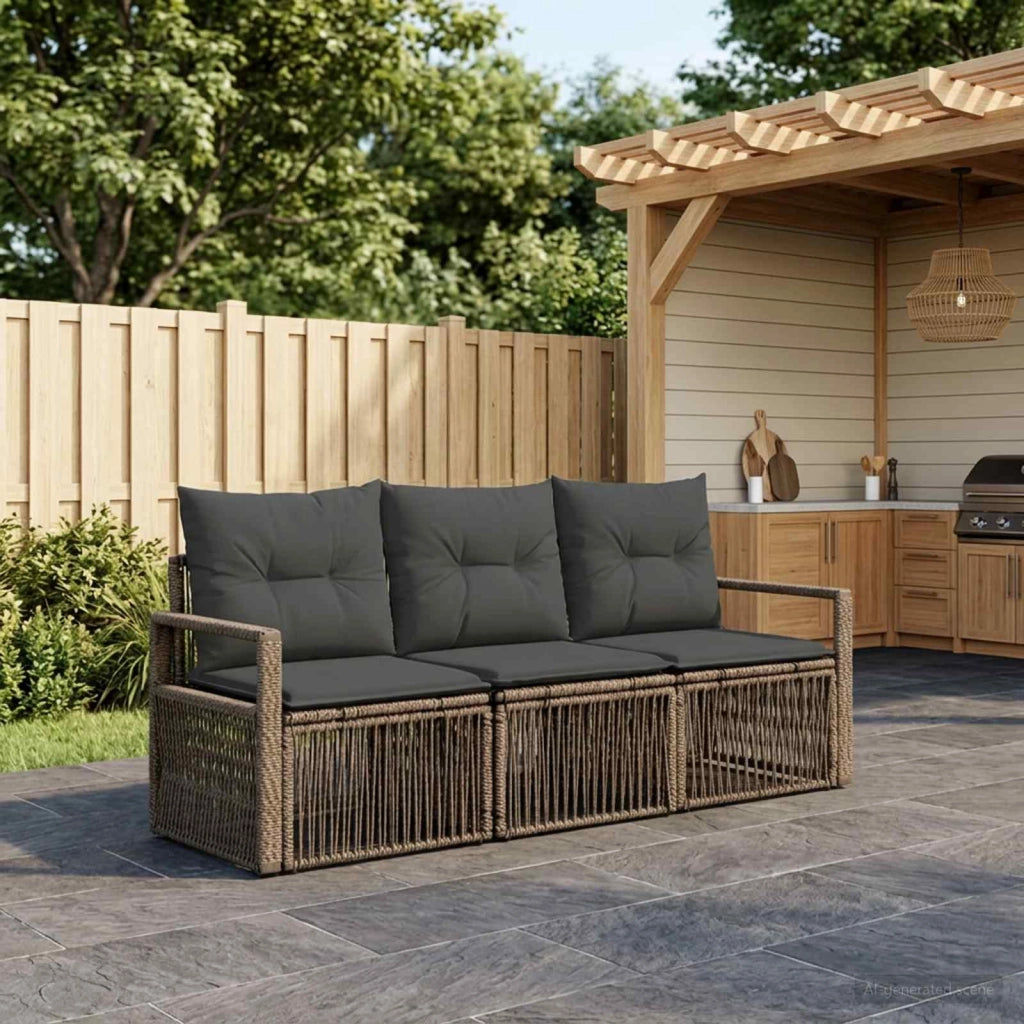 Set Divano da Giardino 3 pz Grigio polyrattan 3435629
