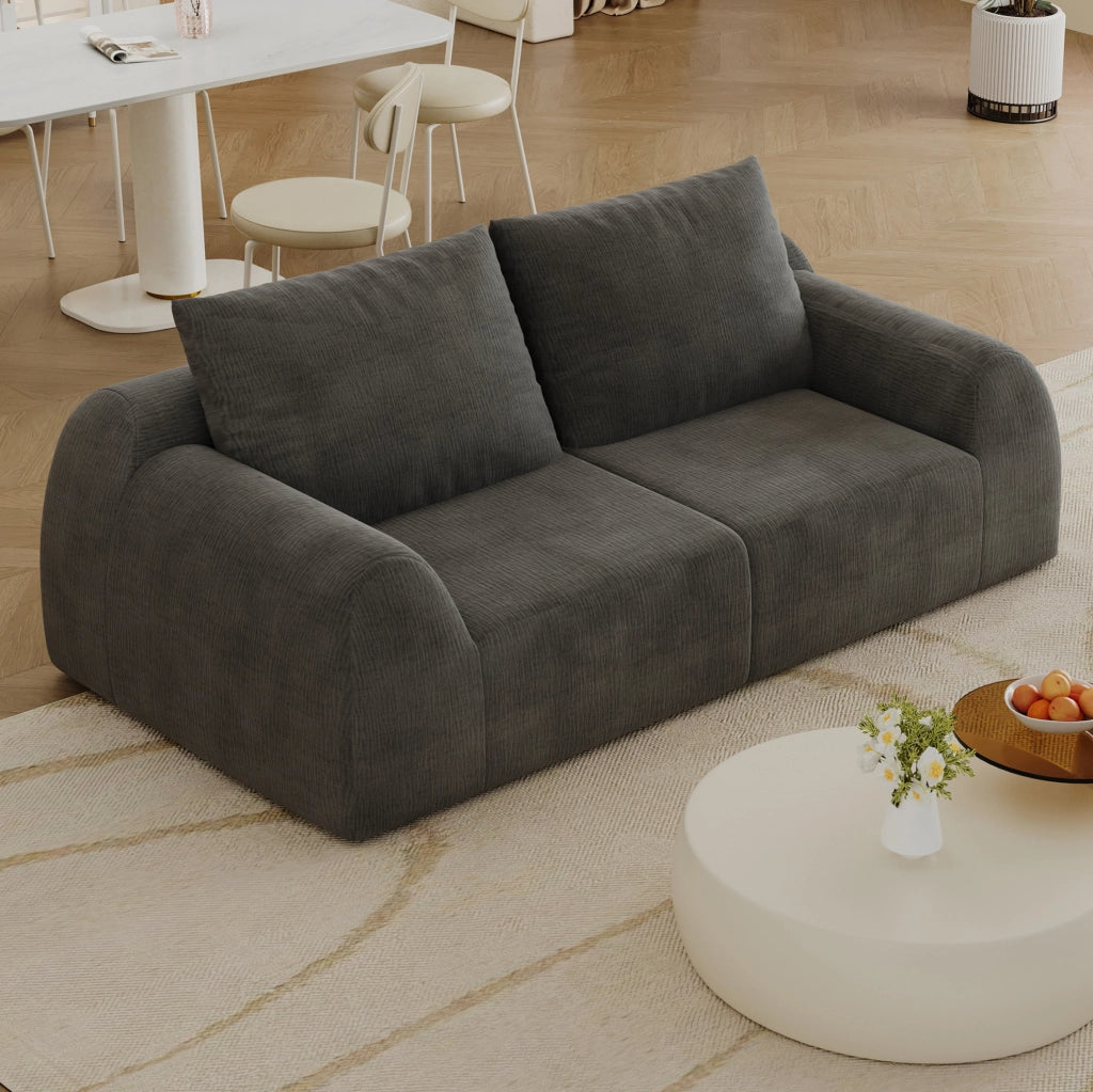 Divano Loveseat 190 cm in tessuto Chenille grigio scuro, senza montaggio richiesto