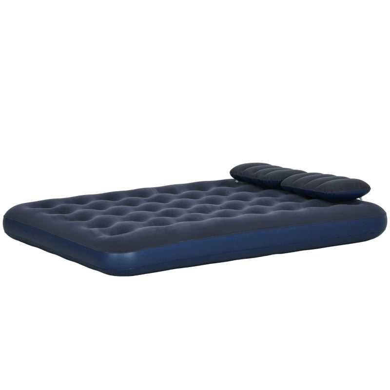 MATERASSO GONFIABILE 203x152x22 cm Blu con pompa manuale e 2 cuscini