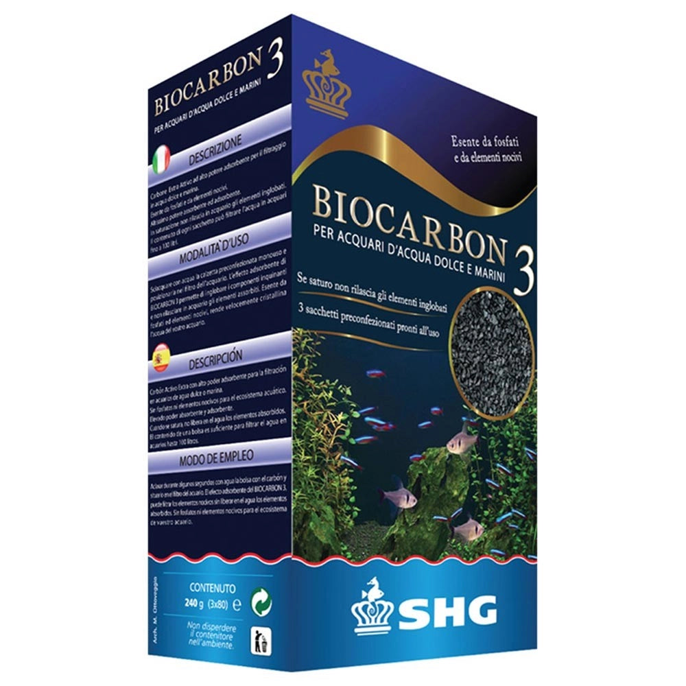 SHG Biocarbon - carbone extra attivo Formato: 3X80 gr