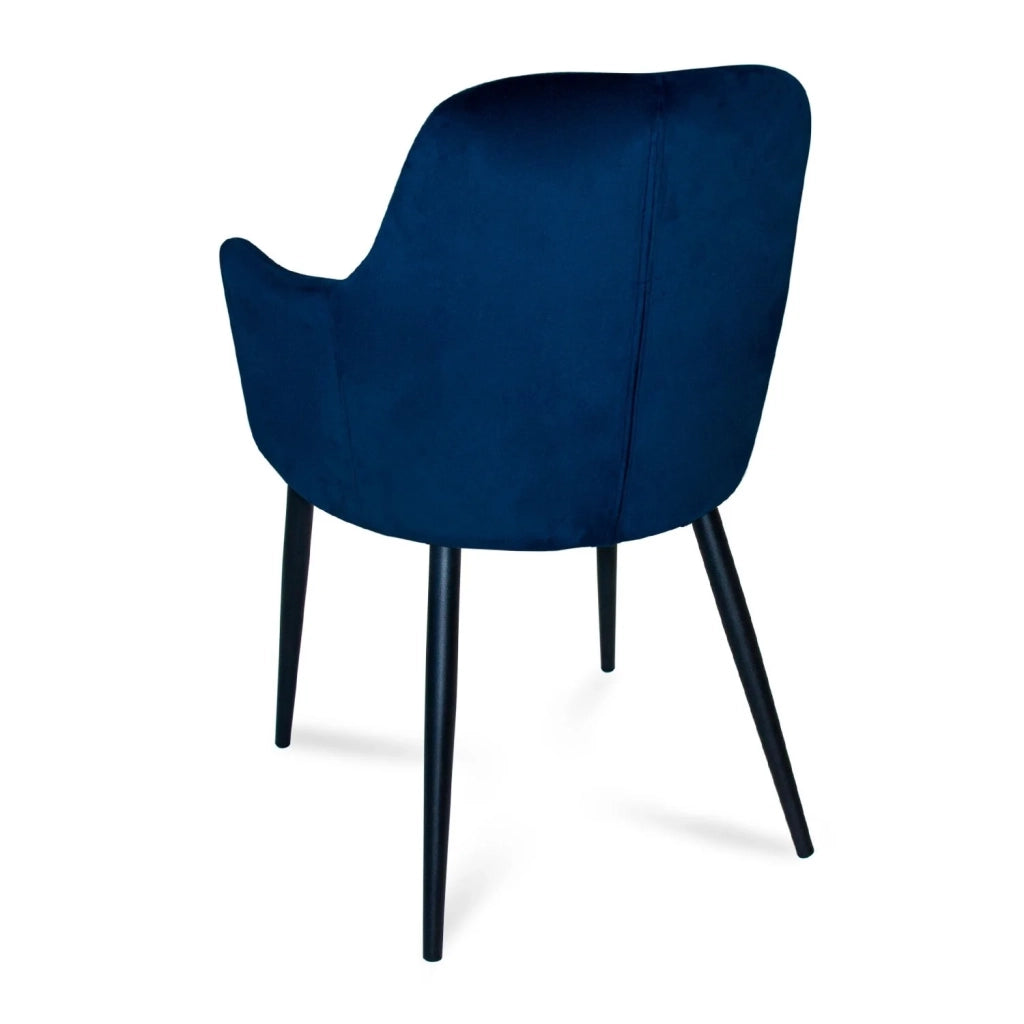 LÚZETE - POLTRONA GUNNAR IN VELLUTO BLU CON GAMBE NERE