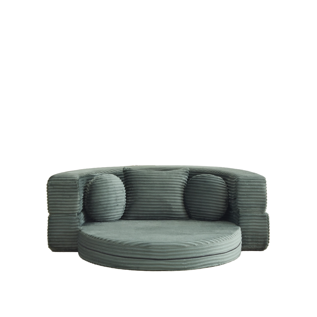 Divano-letto 4-in-1 in schiuma con rivestimento in velluto a coste, versatile per spazi compatti, trasforma in divano semicircolare o lettino rotondo
