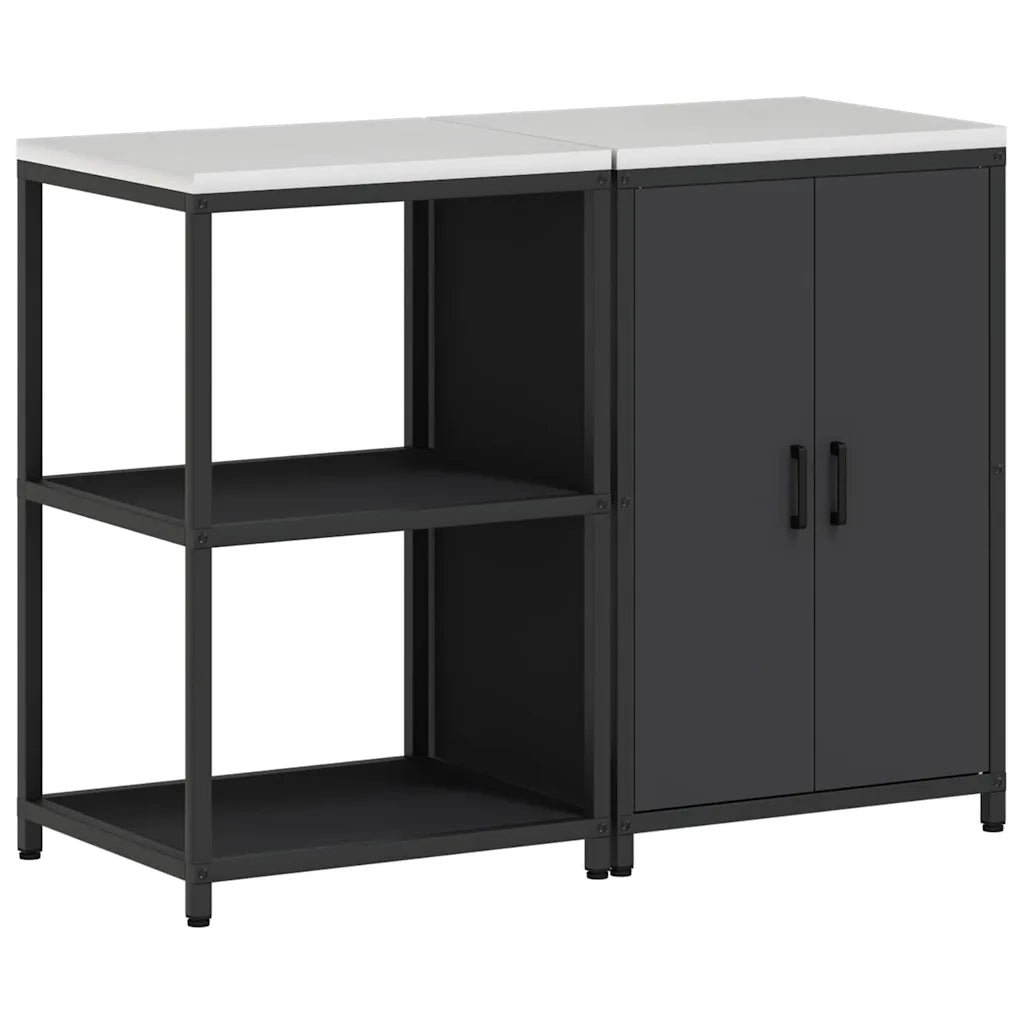 Set di Stoccaggio per Cucina con lo scaffale 2 pz-Armadietto Cucina-Armadietto Cucina Nero 122614