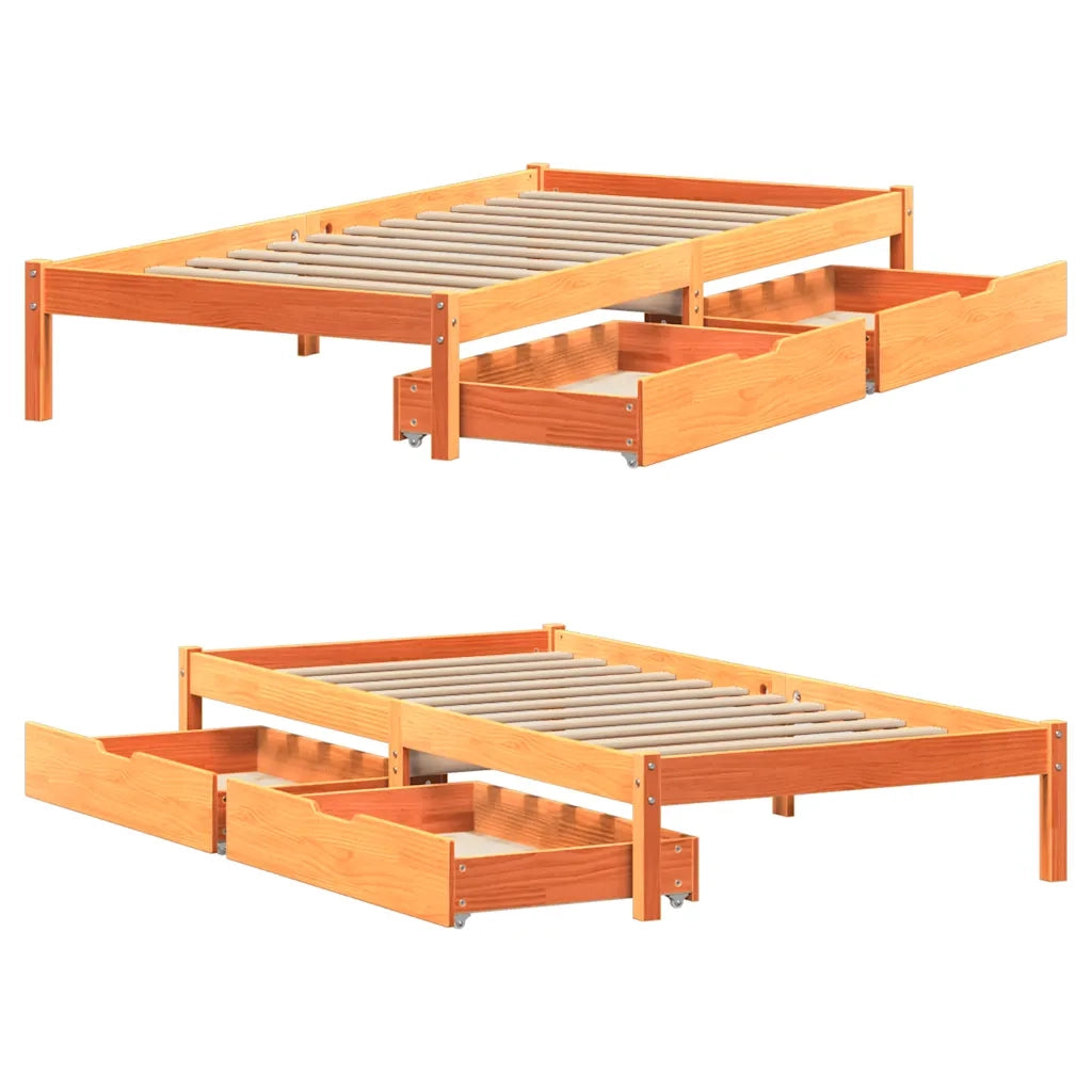 Letto senza Materasso-Struttura Letto Marrone Cera 100x200 cm in Legno di Pino 607831