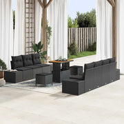 Set Divano da Giardino con cuscino 10 pcs Nero Poly Rattan 3364699