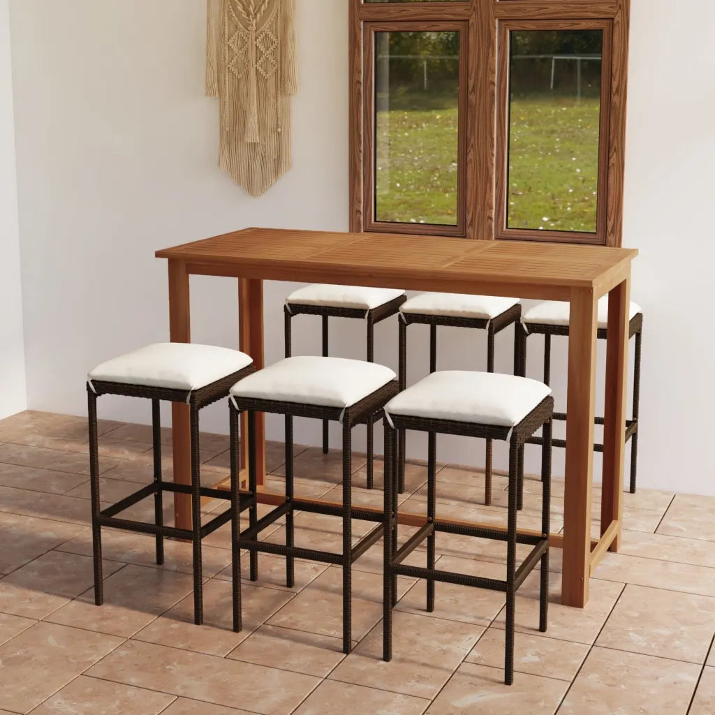Set Bar da Giardino 7 pz con Cuscini Marrone 3068010