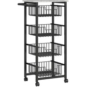 Carrello da cucina a 4 livelli 49,5 x 31 x 91 cm grigio chiaro in metallo con ruote