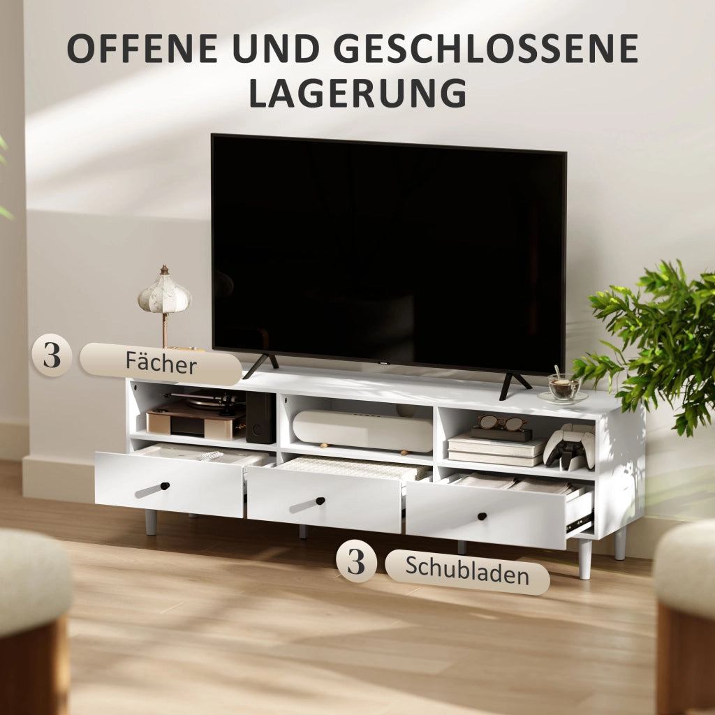 Mobile TV con 3 cassetti e 3 ripiani aperti ¨C Minimal ¨C Bianco 120x30x50 cm
