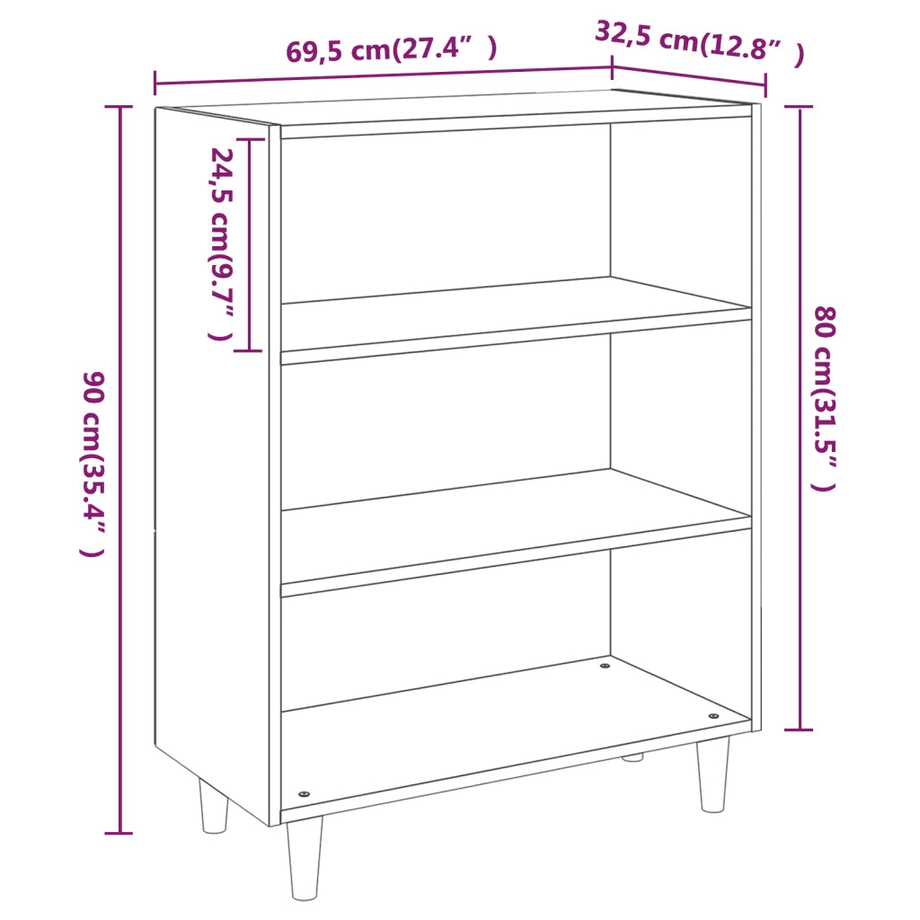 Credenza | Madia | Buffet da pranzo | Armadio da pranzo Bianca 69,5x32,5x90 cm in Legno Multistrato