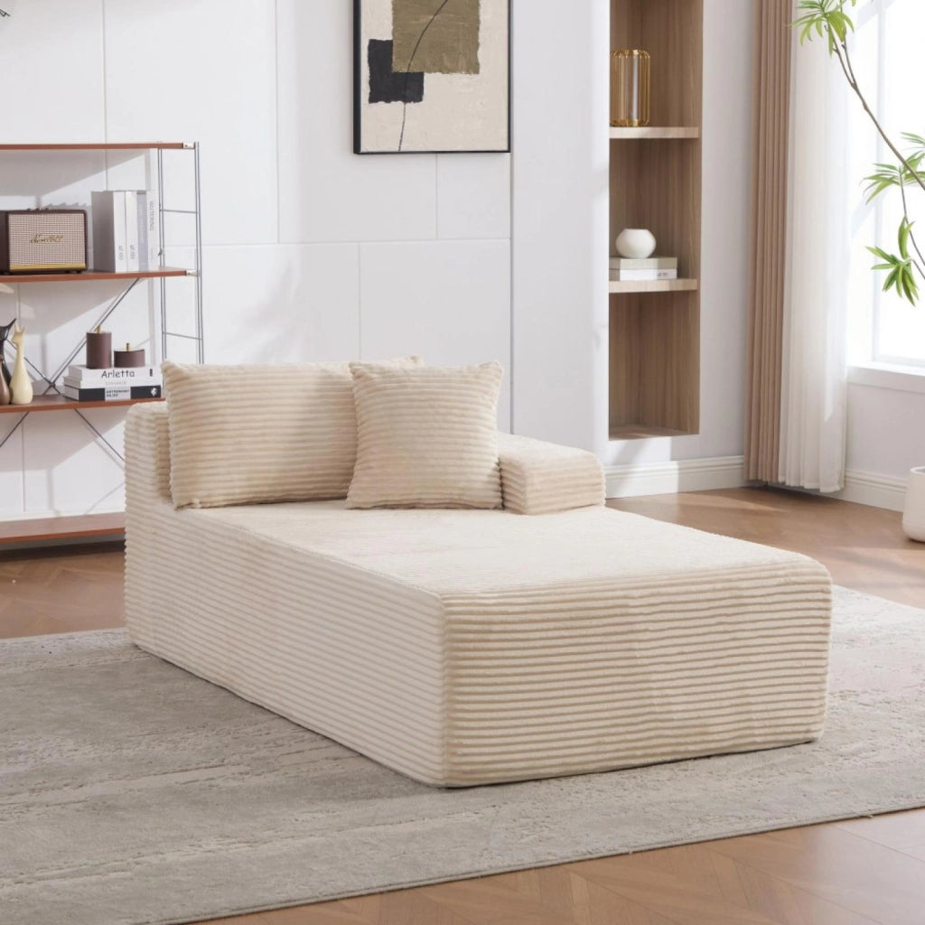 Divano compatto, divano modulare, tessuto chenille, schiuma ad alta elasticità 30D, base antiscivolo, 1 posto, beige