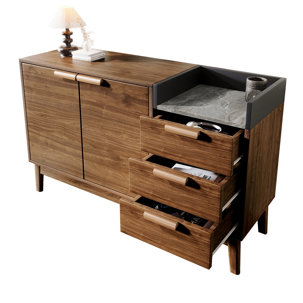 Com?? - Xylo - quercia/marmo 3cass+2porte H77cm