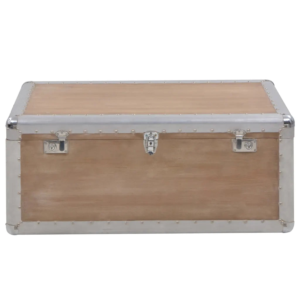 Baule Portaoggetti in Massello di Abete 91x52x40cm Marrone 246124