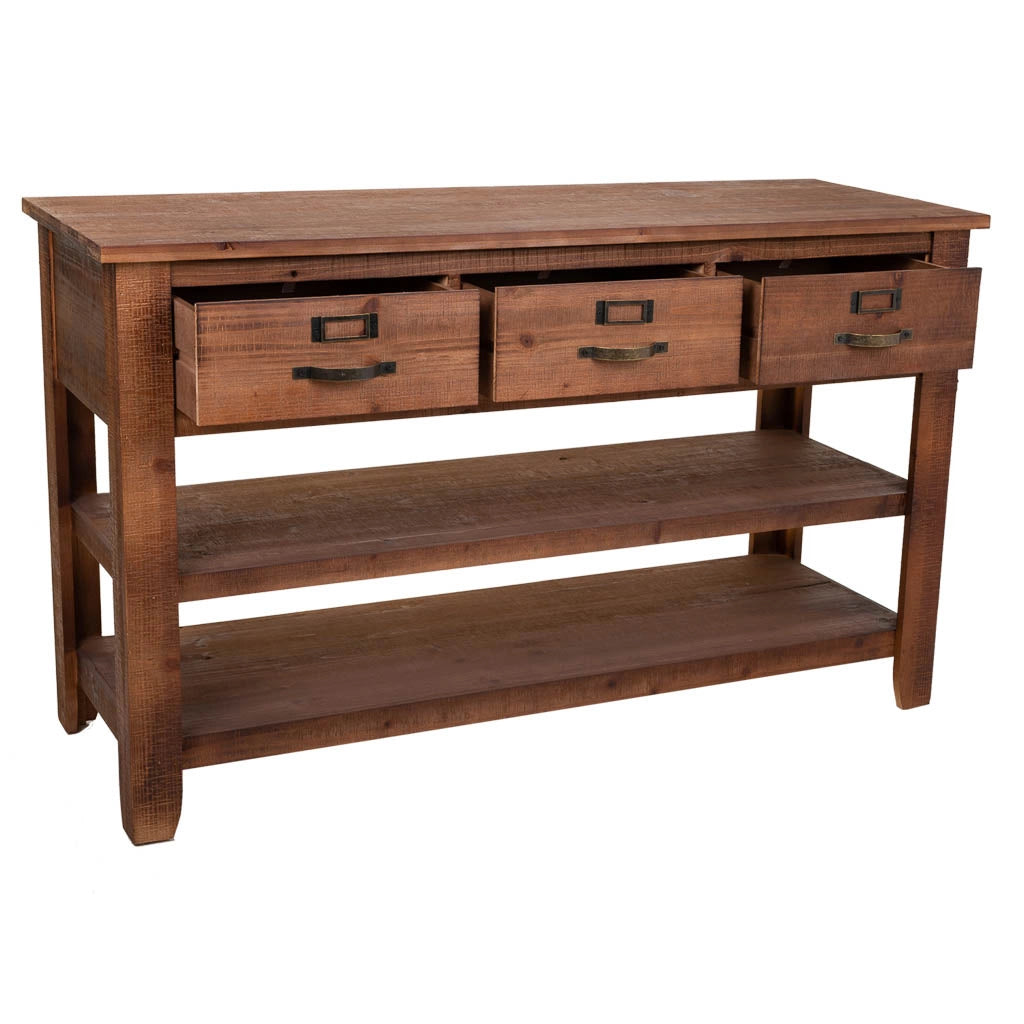 Mobile ingresso in legno marrone con ripiani, 127x46x76h cm