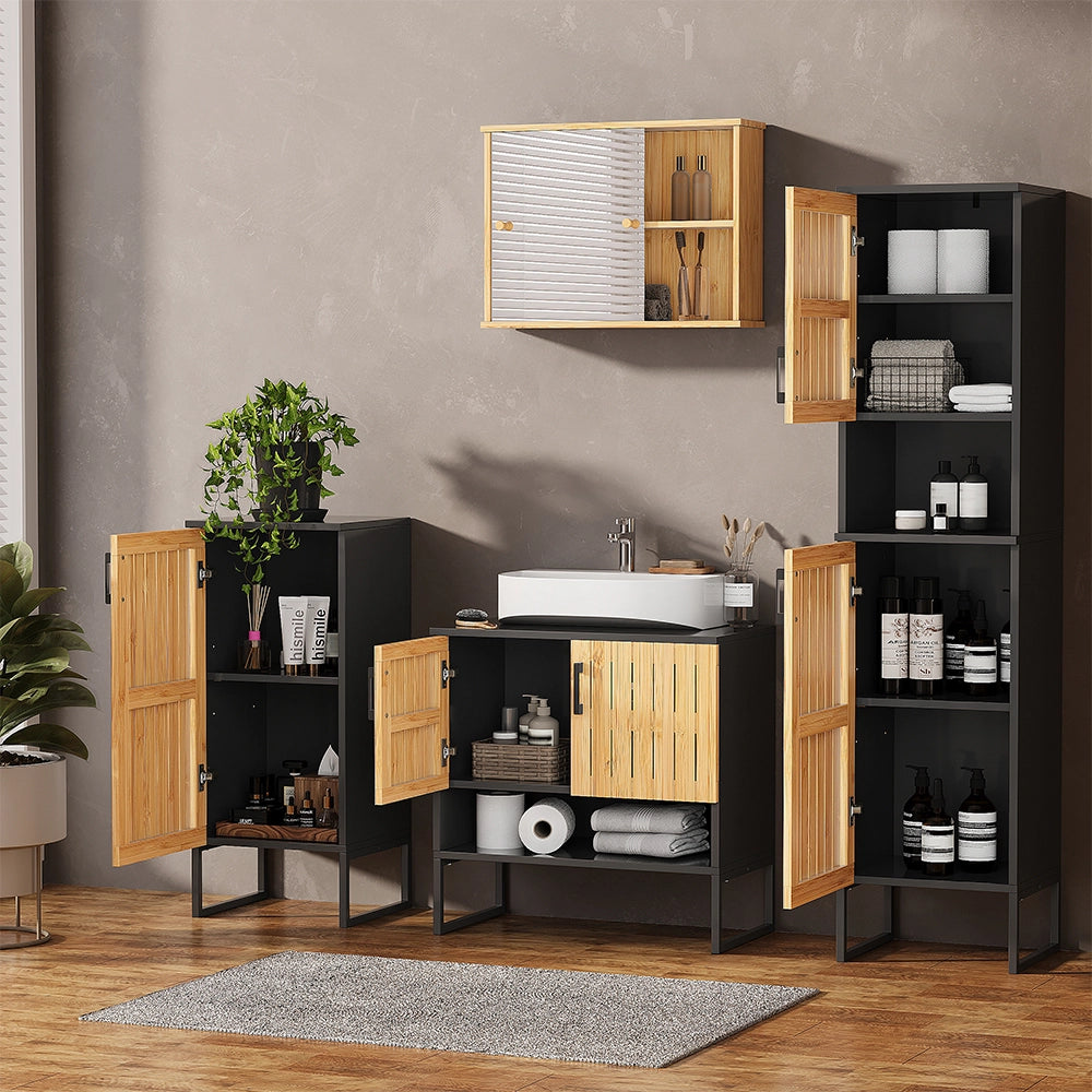 Vicco Set di mobili da bagno Bambù 4 parti