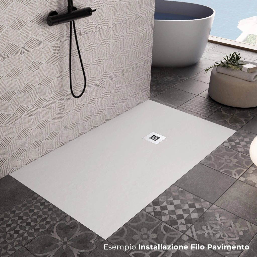 Piatto Doccia 100x190 cm in Pietra Bonussi Everest Bianco