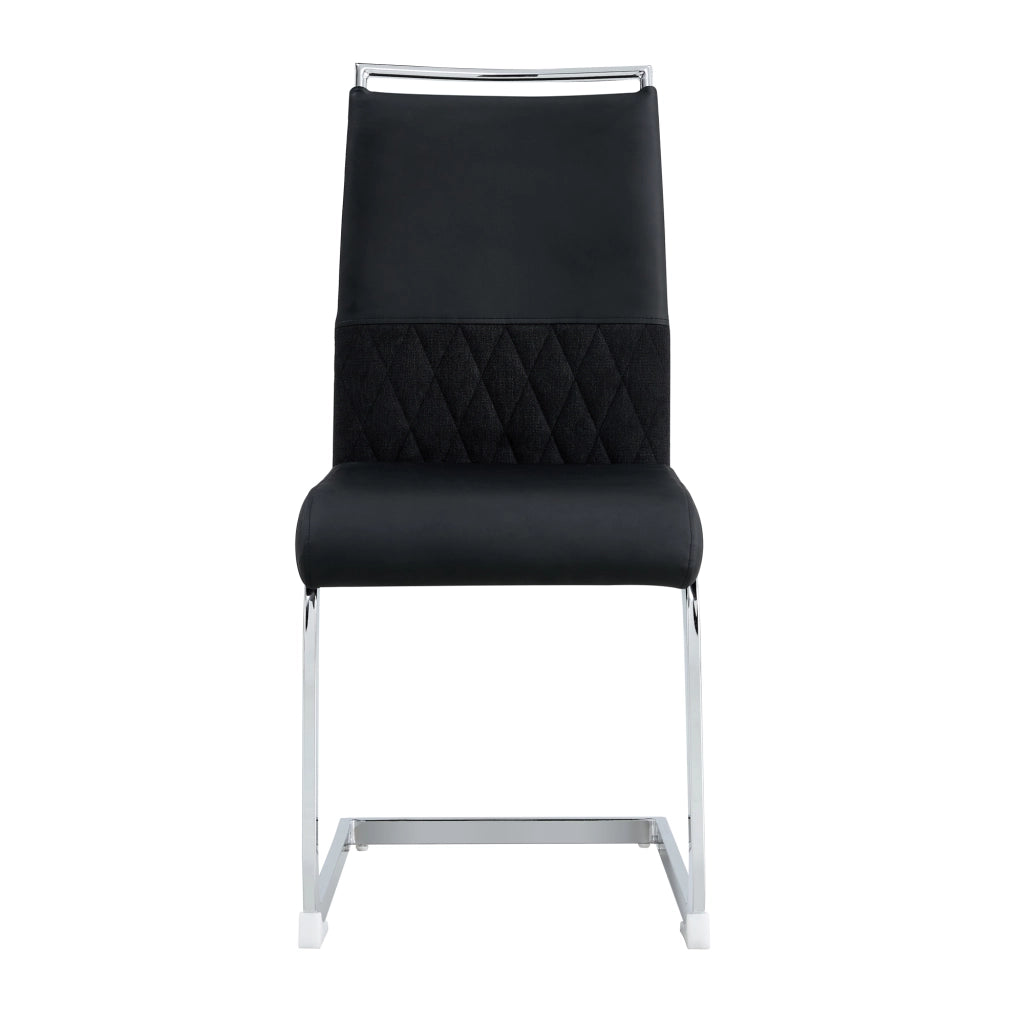Sedia ergonomica nera con schienale in similpelle e lino; struttura in metallo