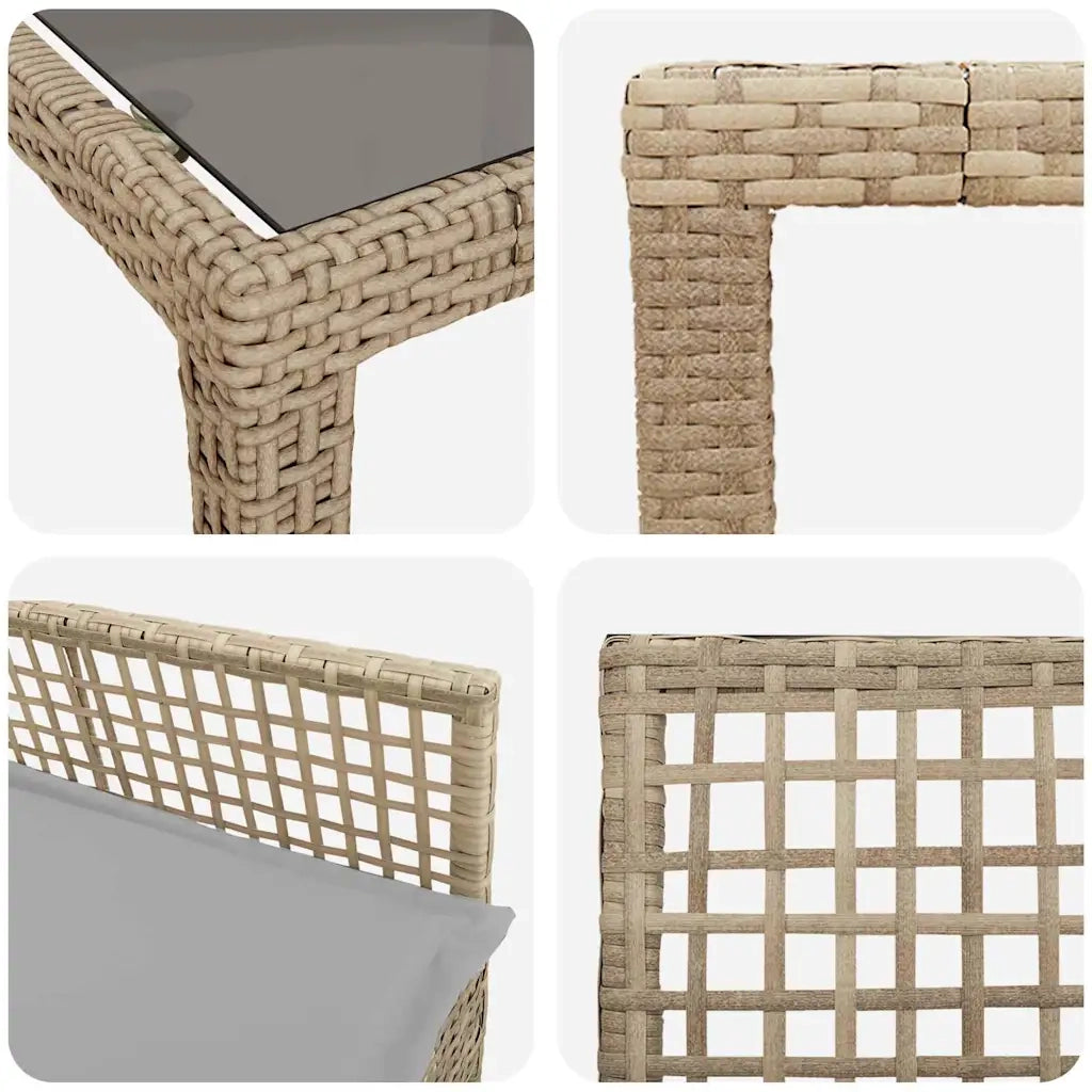 Set da Pranzo per Giardino 9 pcs Beige polyrattan 3334885