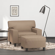 Divano Sedia-Poltrona con Poggiapiedi Cappuccino 60 cm in Similpelle 276232