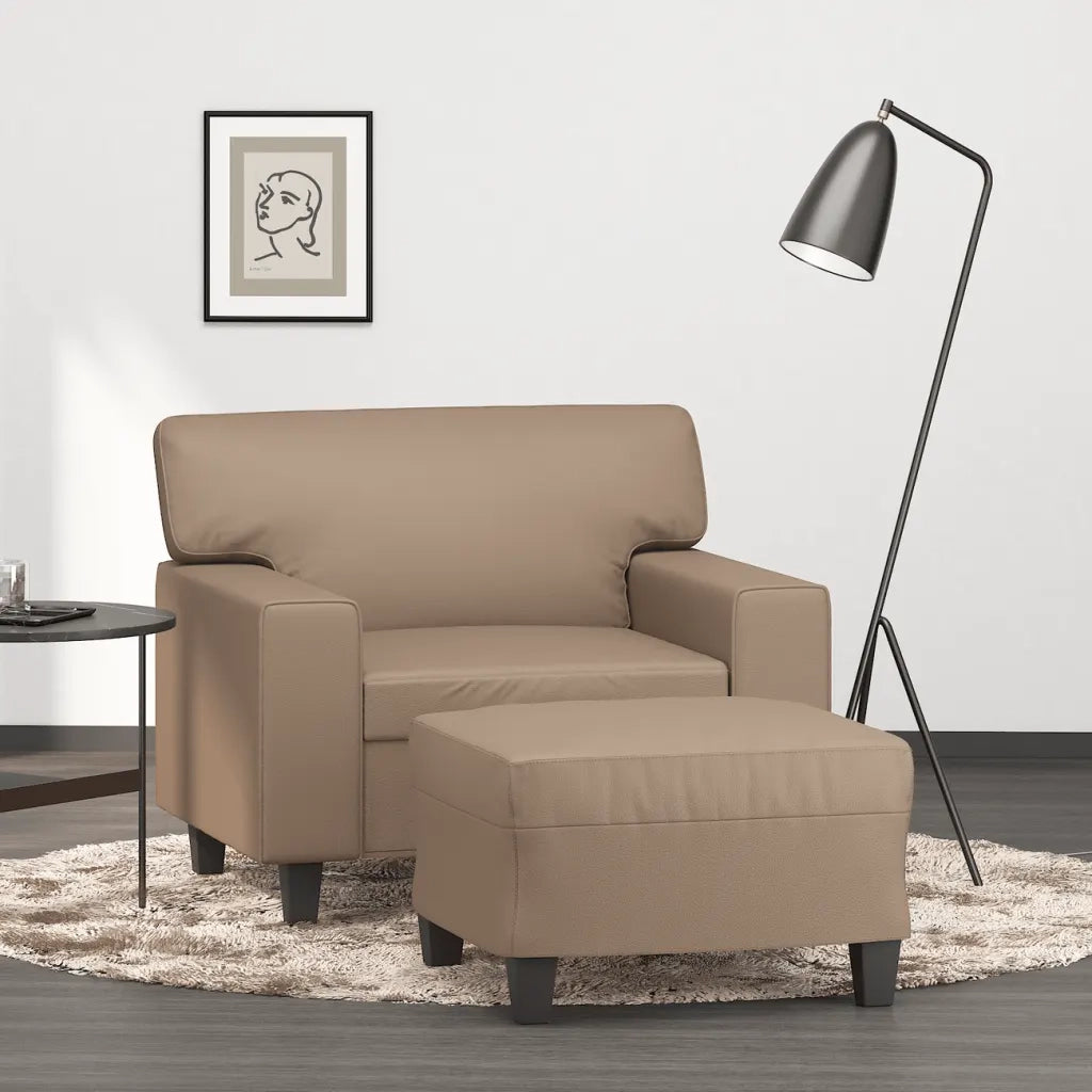 Divano Sedia-Poltrona con Poggiapiedi Cappuccino 60 cm in Similpelle 276232