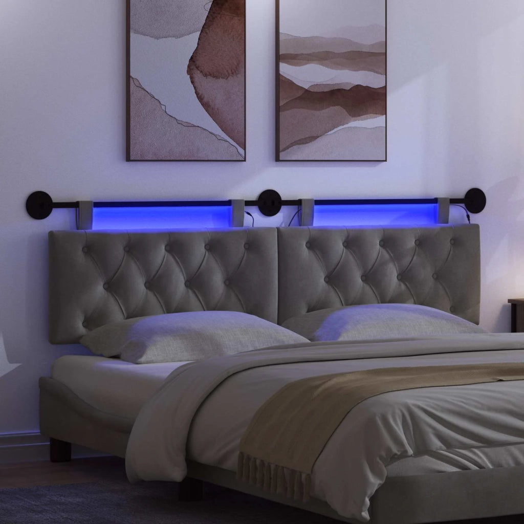 Testiera | Testata sospesa Con luce LED Grigio Scuro Velluto
