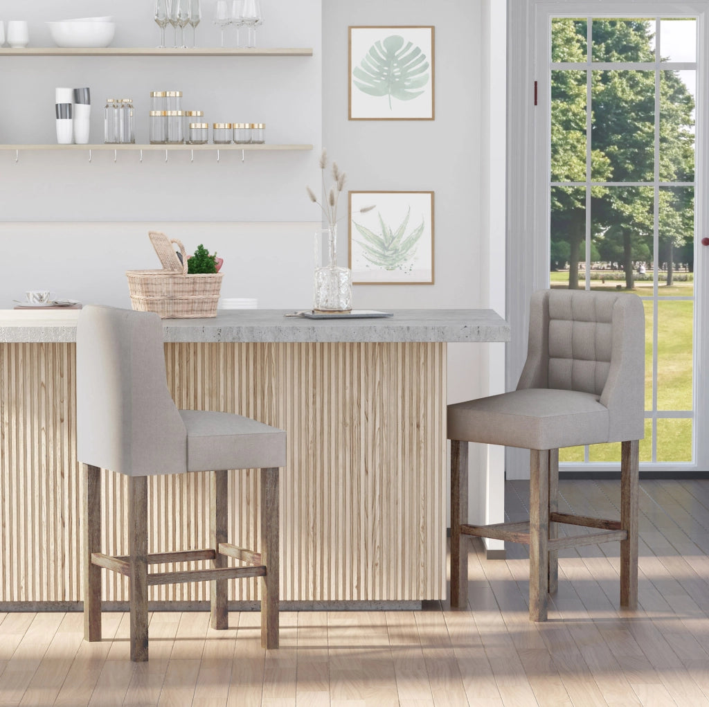 Sgabello da bar imbottito beige 47 x 50 x 101 cm
