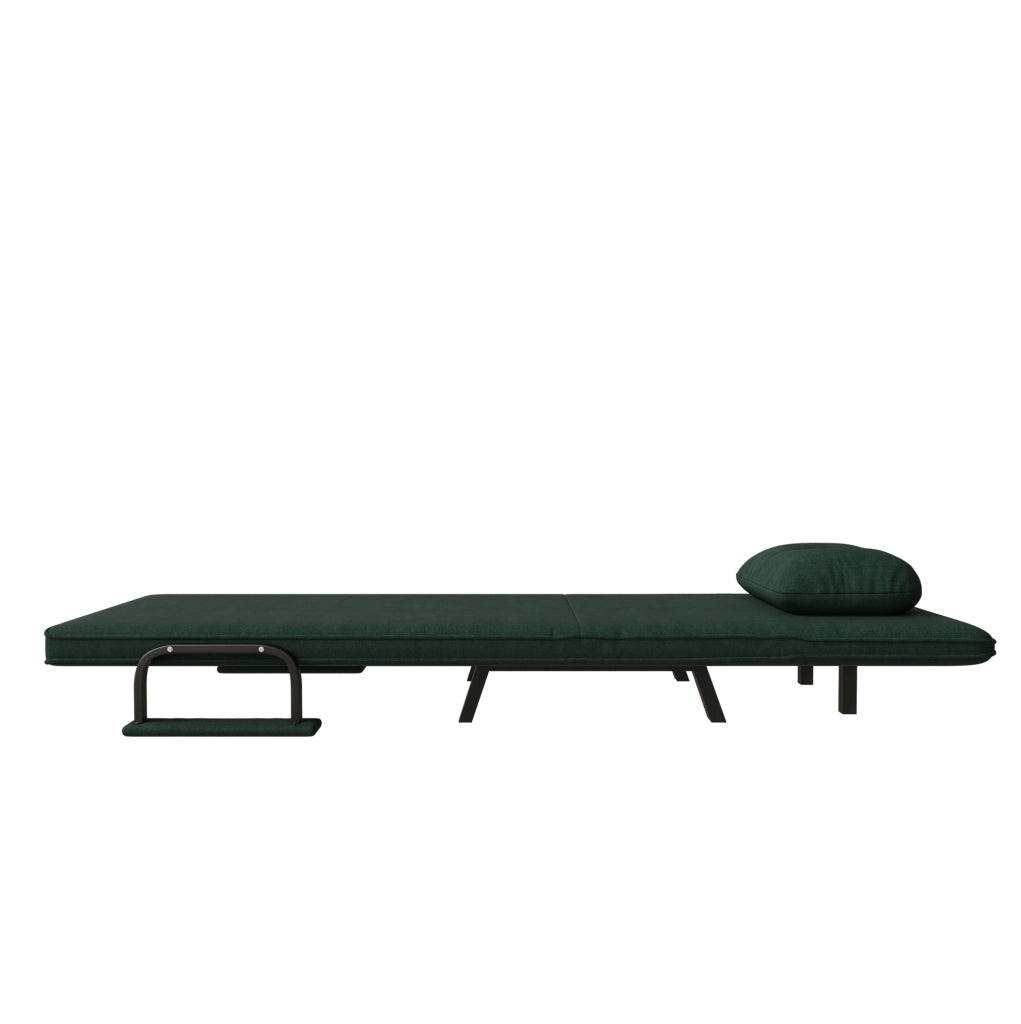 Poltrona Relax con Schienale Regolabile a 5 Posizioni, Rivestimento in Chenille Verde Scuro, Funzione Letto, Supporti Estraibili