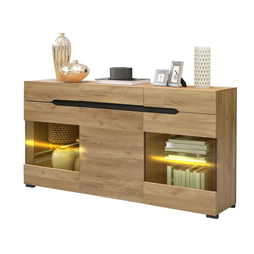 Credenza con LED e Cassetti ¨C Xylo ¨C Bianco, 3 Ante, Soggiorno