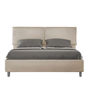 BS COM Letto matrimoniale con rete imbottito 160x210 microfibra sabbia