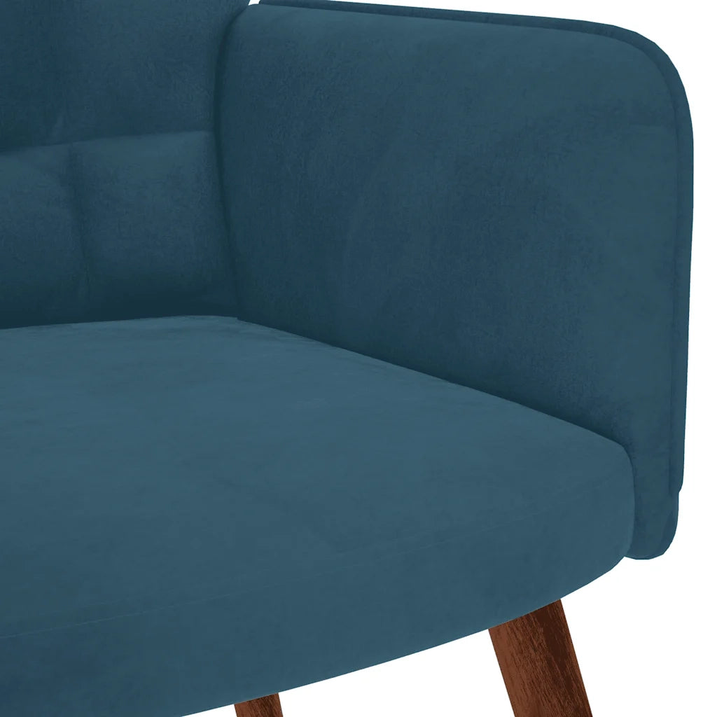 Divano Sedia-Poltrona Relax con Poggiapiedi Blu in Velluto 306269