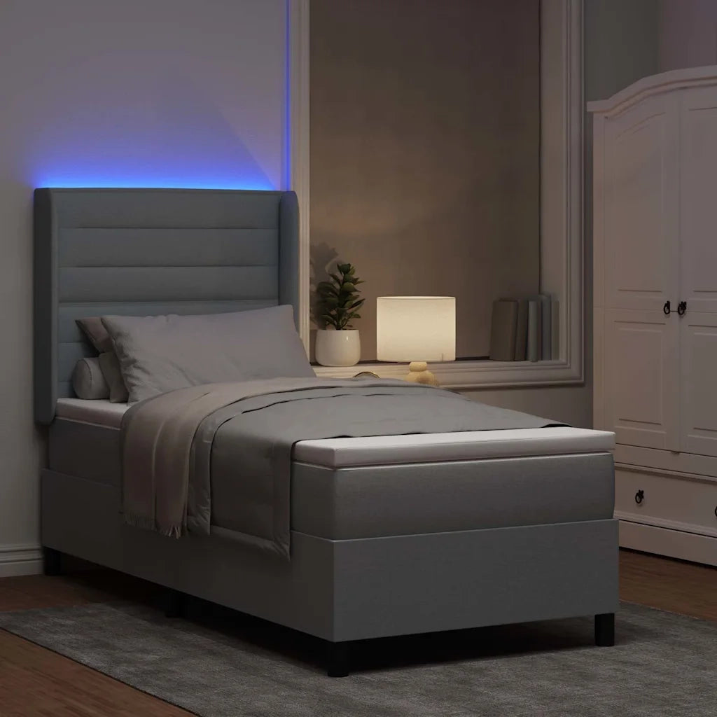 Letto a Sorgente LED Grigio chiaro 80 x 200 cm Tessuto