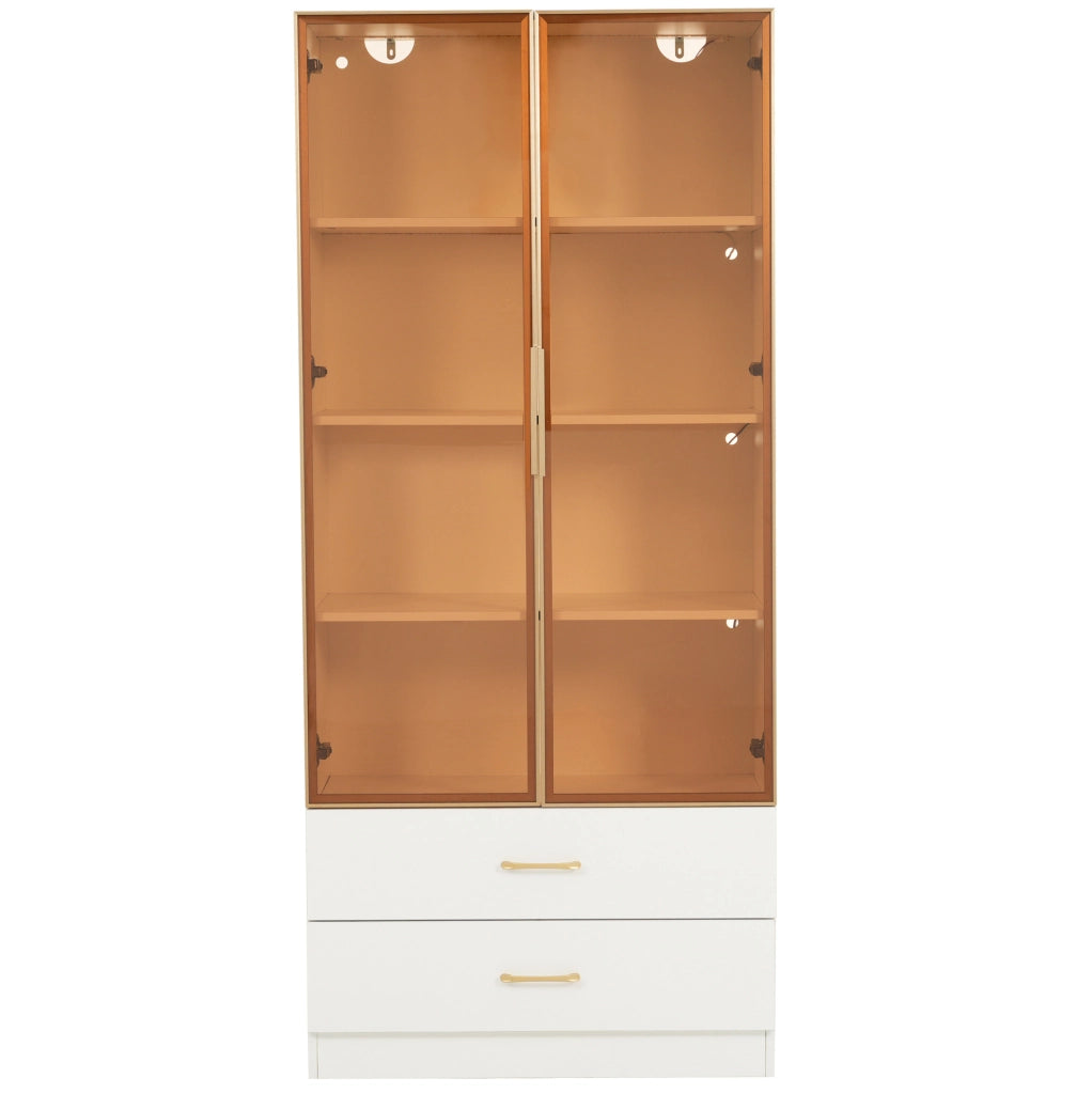 Mobile bagno 75 cm con luci a barra, 2 cassetti grandi, 2 ante in vetro temperato