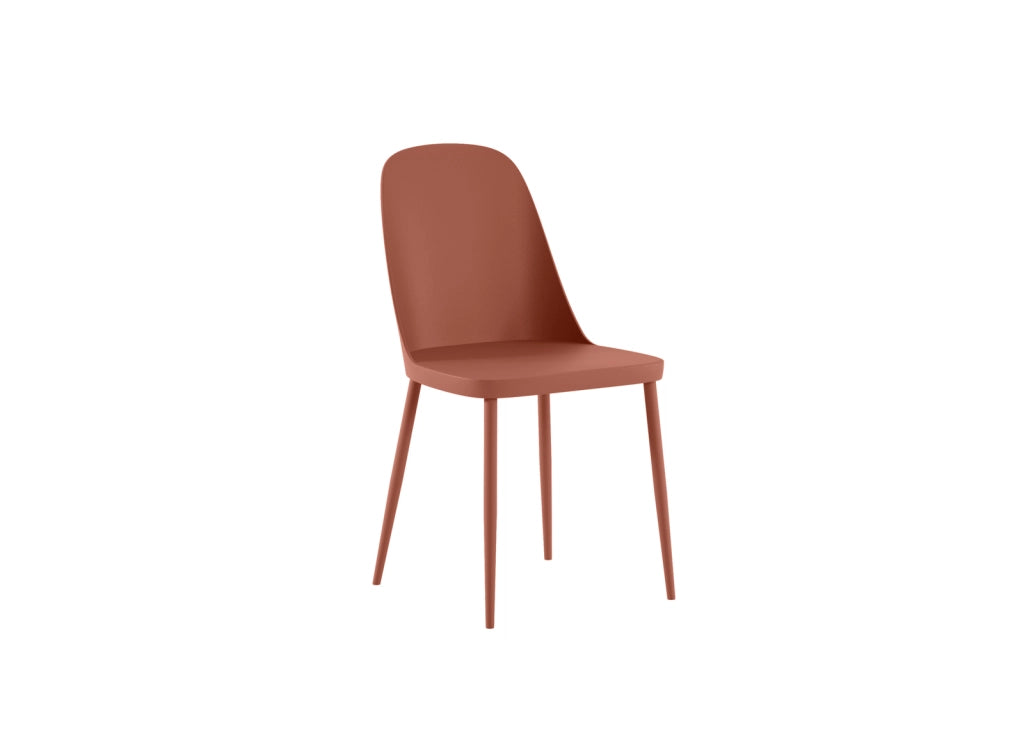 Sedia Tamara in Polipropilene Ruggine con Struttura in Metallo in Tinta - Design Moderno Ergonomico per Ambienti - Set da 4