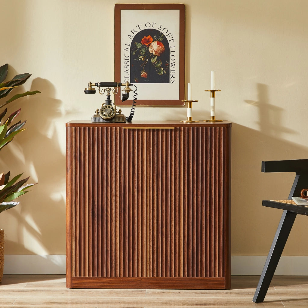 Credenza con ripiani regolabili in truciolato marrone pannelli incassati per soggiorno e sala da pranzo 80 × 40 × 80 cm