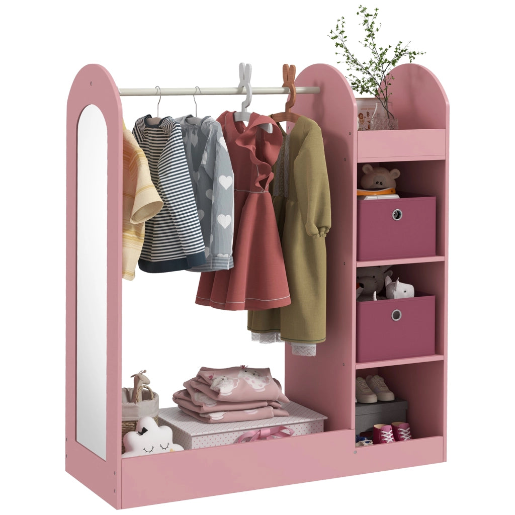 Appendiabiti bambini con ripiani e specchio ¨C Xylo ¨C legno rosa