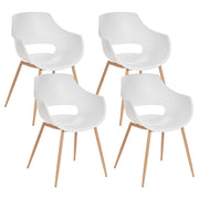 Set di 4 sedie da pranzo Bianco Seduta sintetica Gambe in metallo Seduta moderna semplice e minimalista