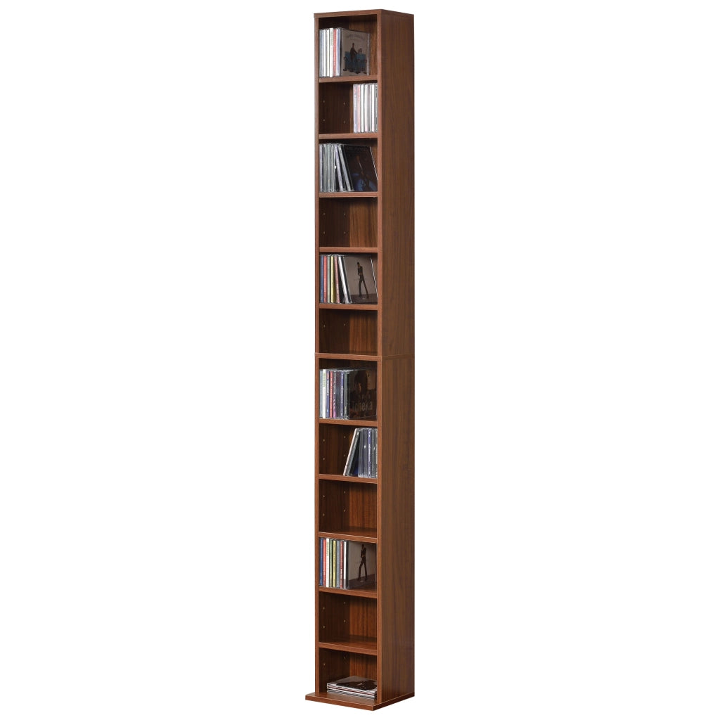 Scaffale a Colonna Tynset con 12 Scomparti per CD DVD 175x20x20 cm Effetto Noce [en.casa]